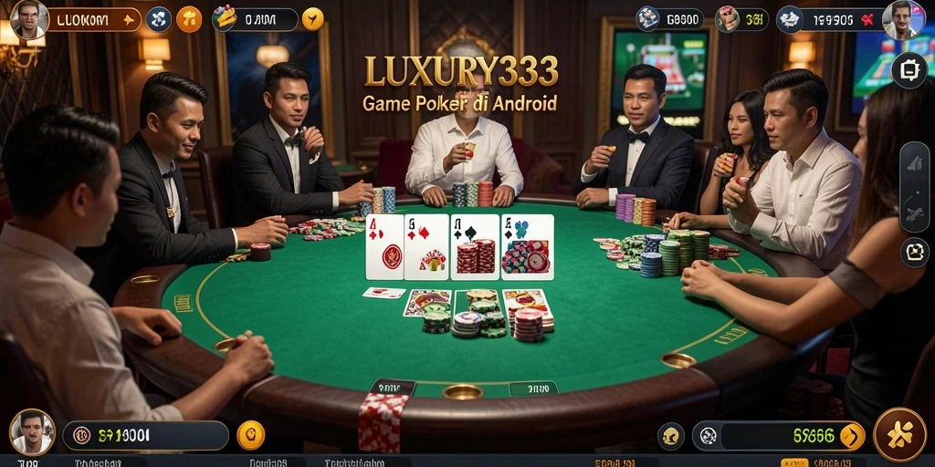 Tampilan utama LUXURY333 menunjukkan keseruan permainan Poker.