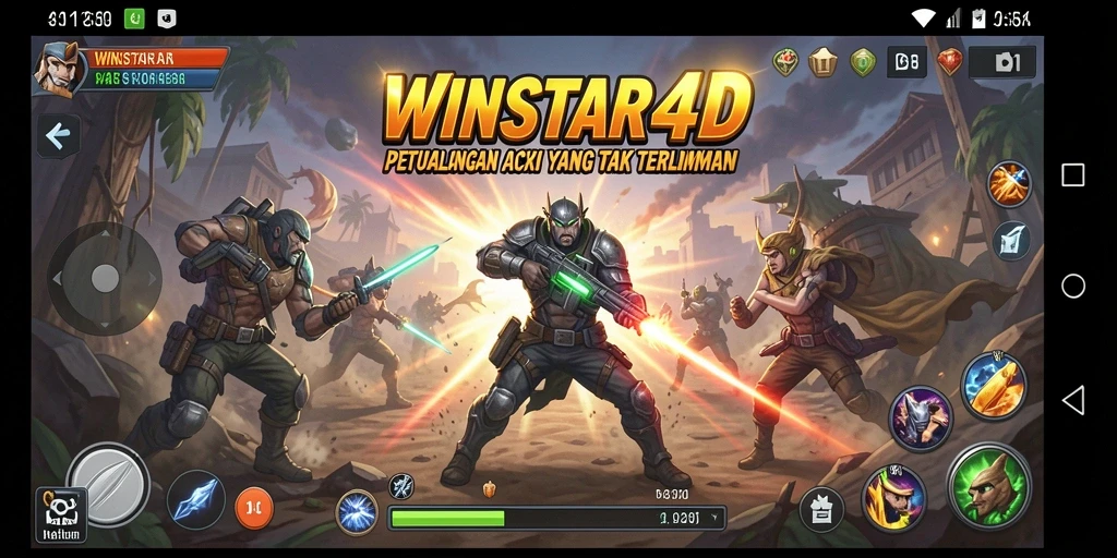 Screenshot gameplay yang menampilkan pertarungan seru di WINSTAR4D.